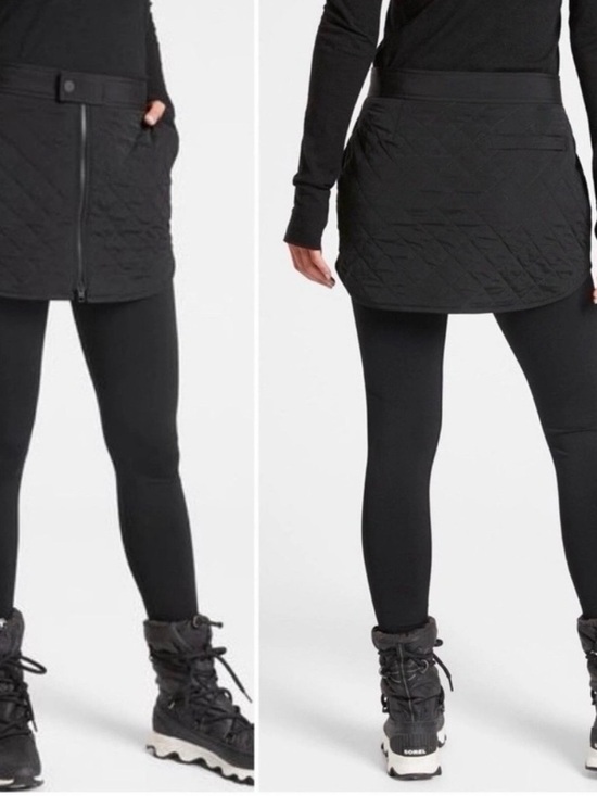 Athleta Dresses & Skirts - Athleta Toasty Buns Insulated Skirt Size 6 Black Quilted Women Winter